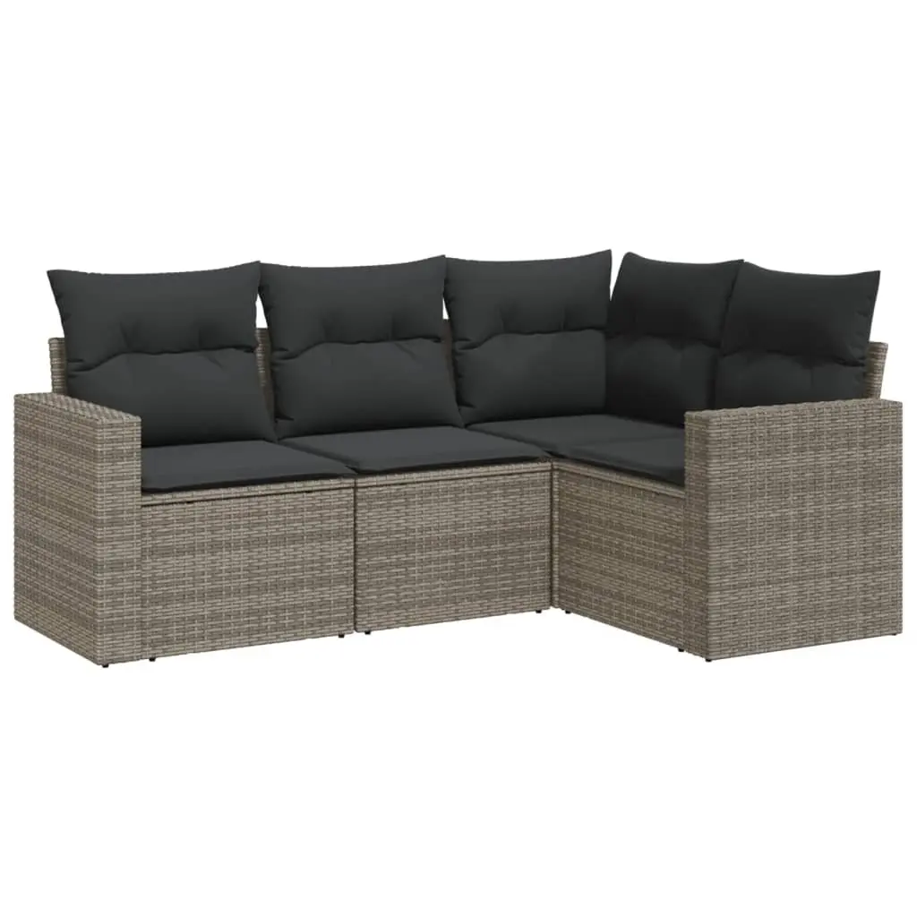 Garden Sofa Set Grey Modular Sectional 4 Piece Rattan Patio Furniture