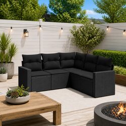 5-Piece Outdoor Sectional Sofa Set in Black Color