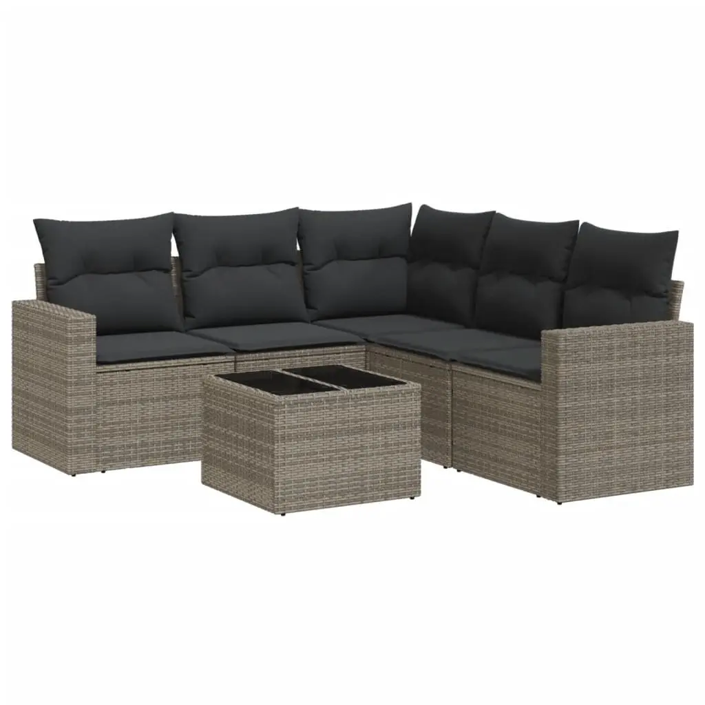 Outdoor Sectional Sofa Set Modular Grey 6 Piece with Storage