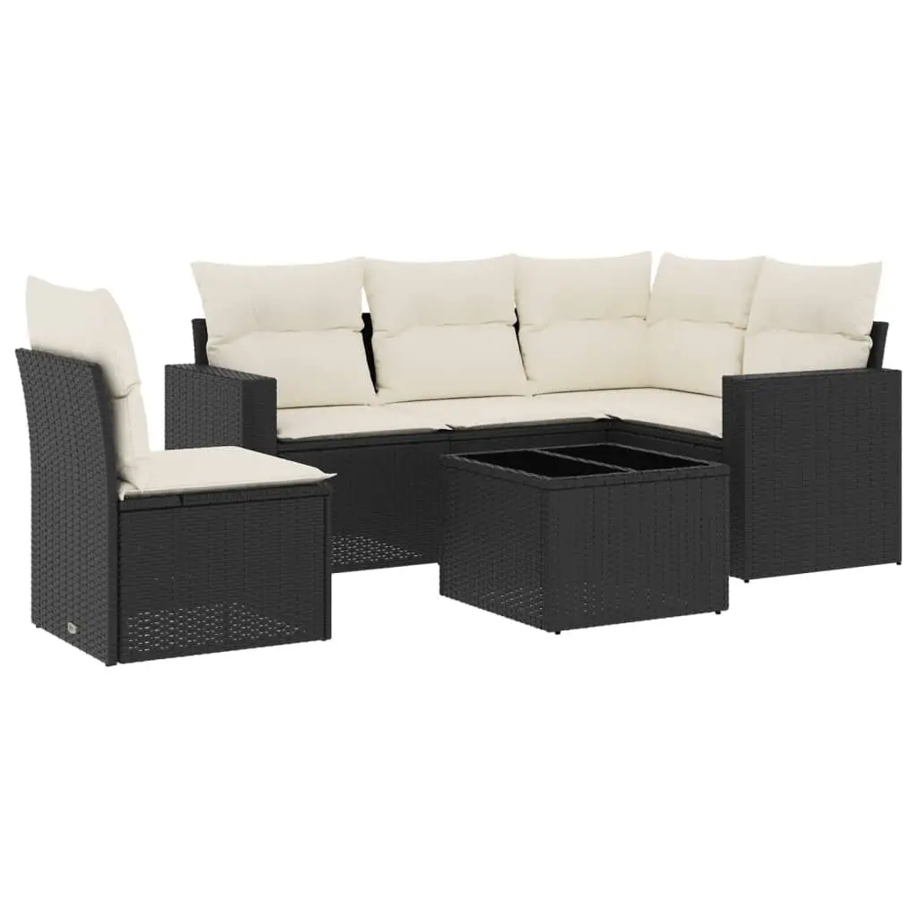 6-Piece Black Outdoor Sofa Set