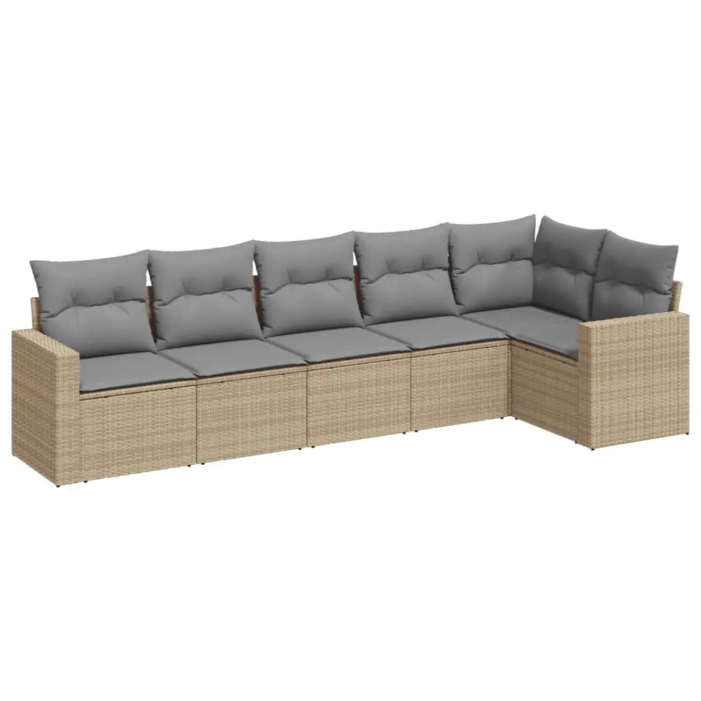 Outdoor Garden Sofa Set 6 Piece Sectional Modular Lounge with Storage Beige