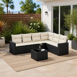 Your Ideal 7-Piece Black Rattan Outdoor Sofa Awaits