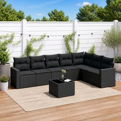 Welcome Comfort with the 8 Piece Outdoor Black Sofa Set
