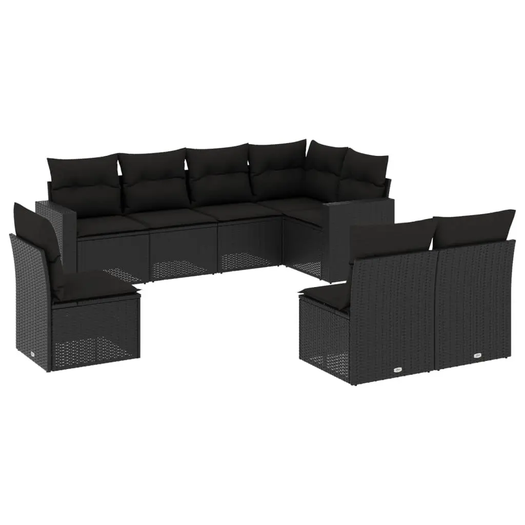 8 Piece Modular Outdoor Sofa Set with Cushions Black PE Rattan Sectional