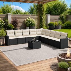 Friendly 10-Piece Black Garden Sofa Set for You