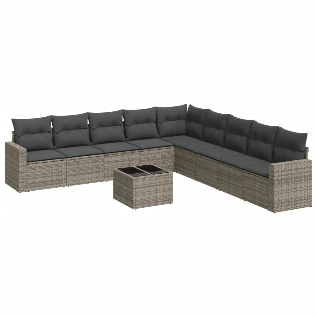 Outdoor Garden Sectional Sofa Set 10 Piece Modular Patio Seating Grey Poly