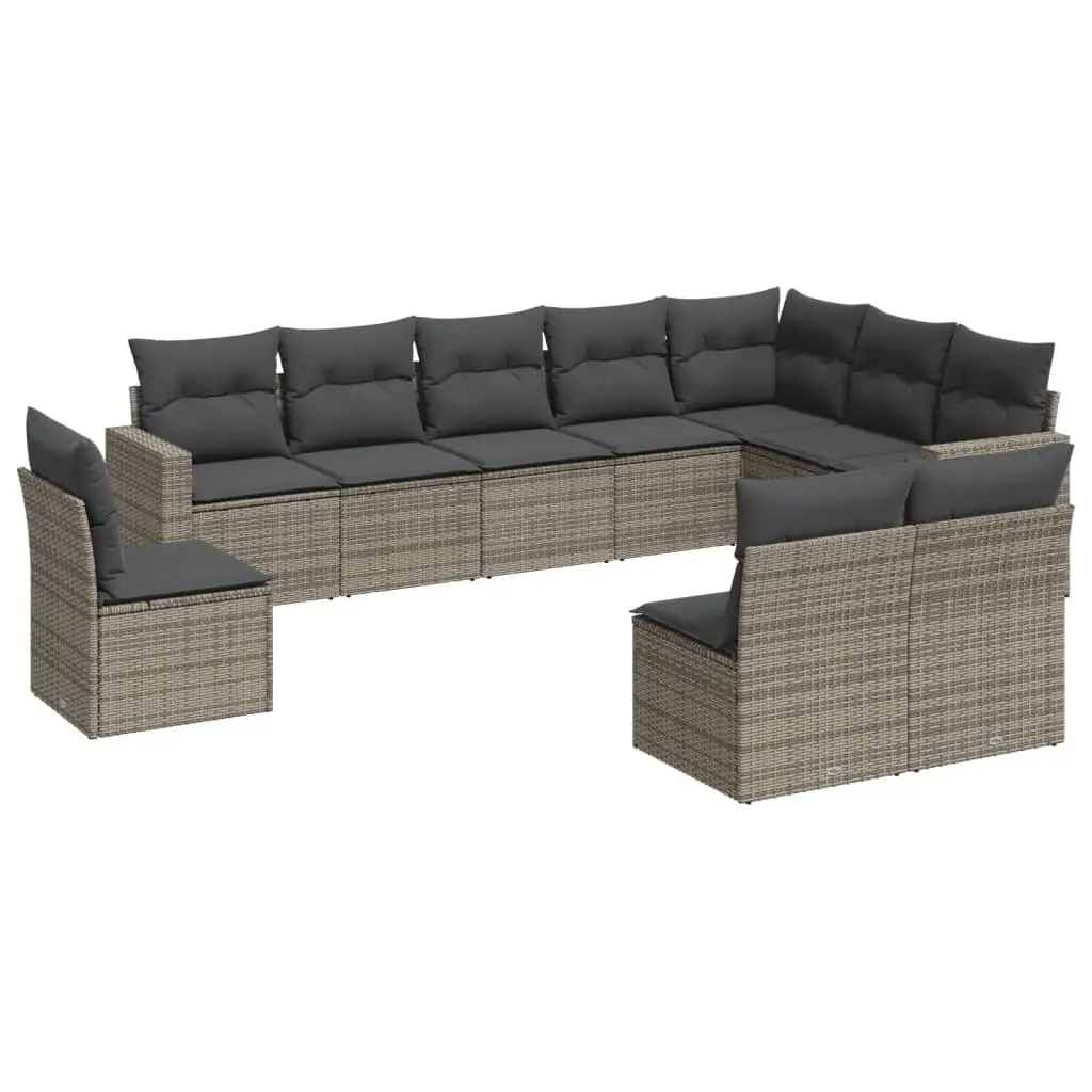 10 Piece Outdoor Sectional Sofa Set Grey Garden Furniture Storage Cushions