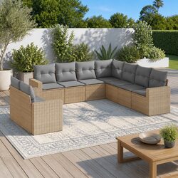 9-Piece Modular Garden Sofa Set: Stylish Beige Comfort