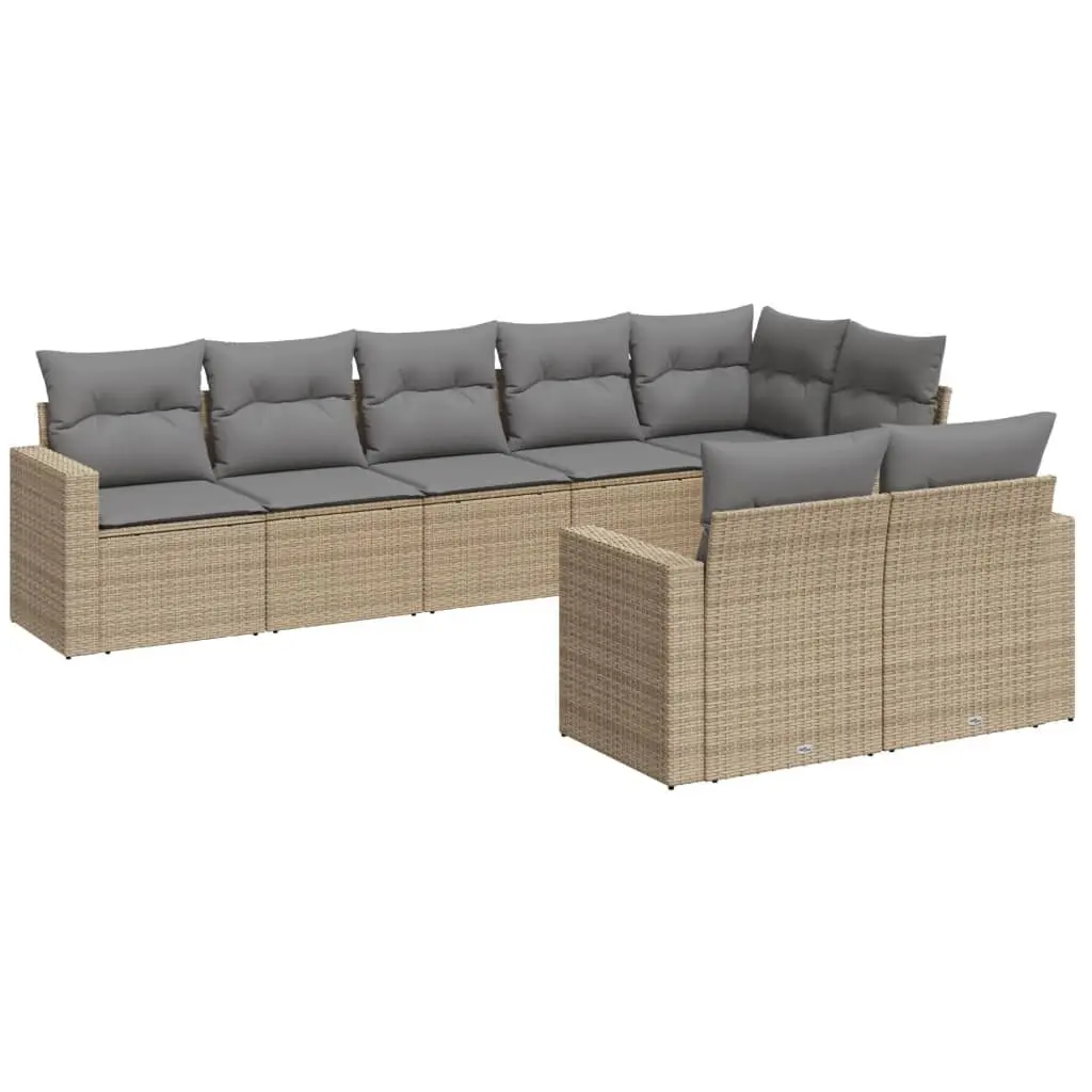Garden Sofa Set Modular 8 Piece Outdoor Sectional Beige Poly Rattan
