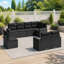 Join Friends Outdoors with Our 8 Piece Black Sofa Set