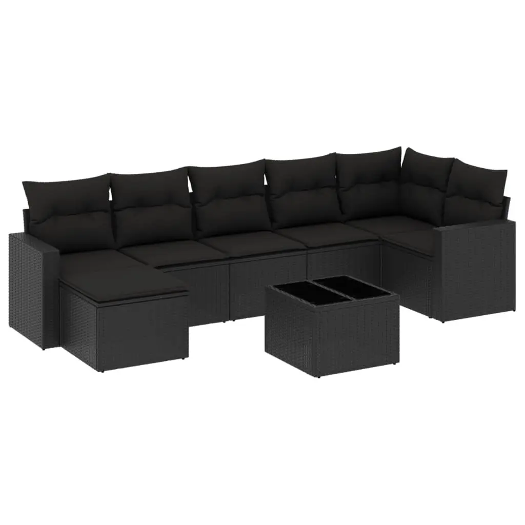 Outdoor Sectional Sofa Set 8 Piece Garden Furniture Black Poly Rattan Modular