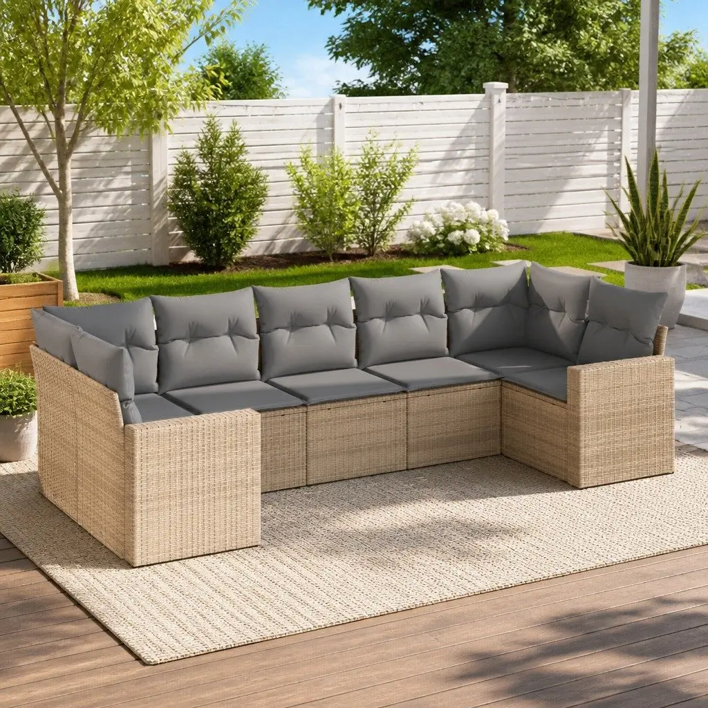 Outdoor Garden Sofa Set 7 Piece Sectional Patio Furniture with Storage Cushions