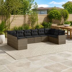 Friendly 10 Piece Garden Sofa Set in Grey Poly Rattan