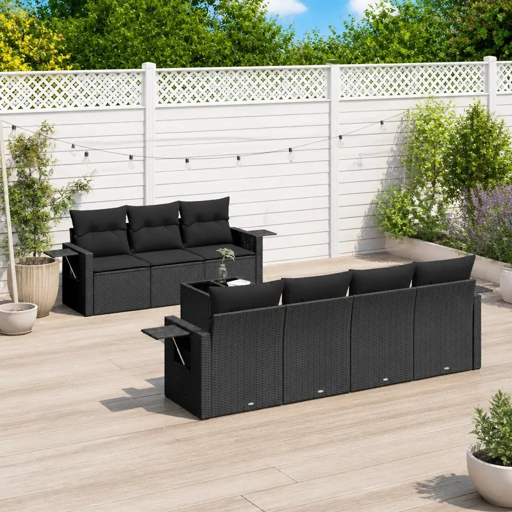Garden Sofa Set 8 Piece Outdoor Furniture Modular Patio Lounge Black Poly Rattan