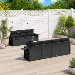 Garden Sofa Set 8 Piece Outdoor Furniture Modular Patio Lounge Black Poly Rattan