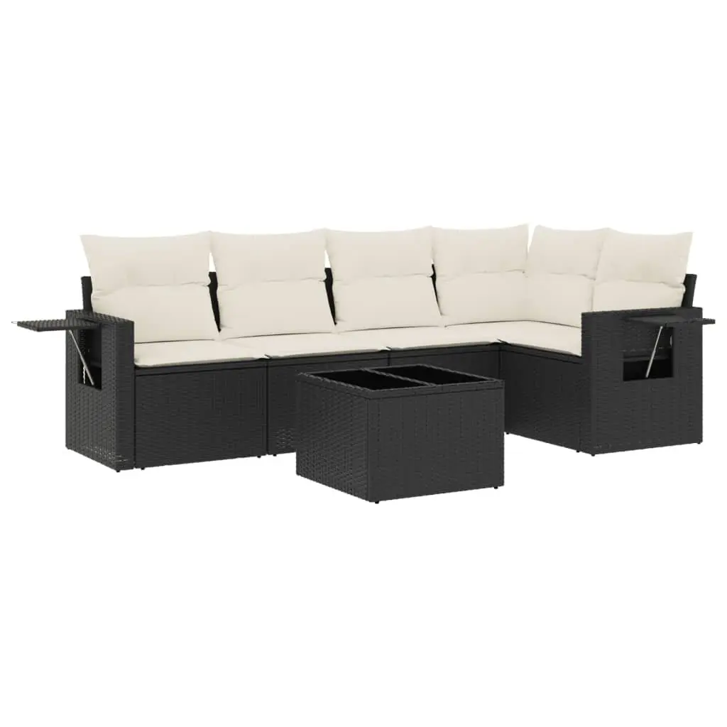 6 Piece Black Garden Sofa Set