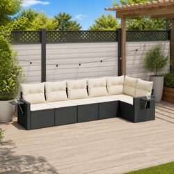 Friendly 6 Piece Black Outdoor Sofa Set for You