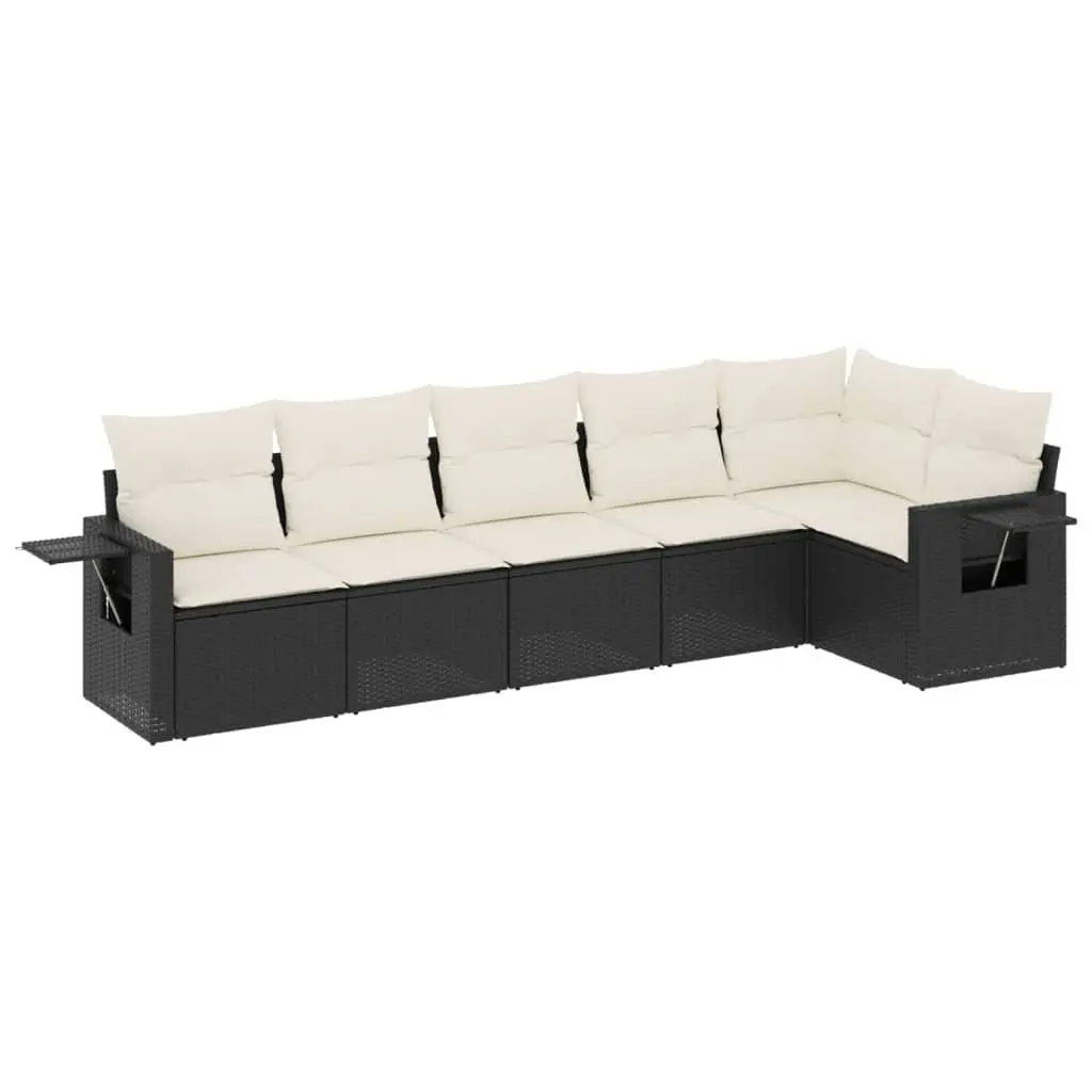 Garden Sofa Set 6 Piece Outdoor Furniture Patio Lounge Black Poly Rattan Modular