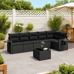 Friendly 7 Piece Outdoor Garden Sofa Set in Black