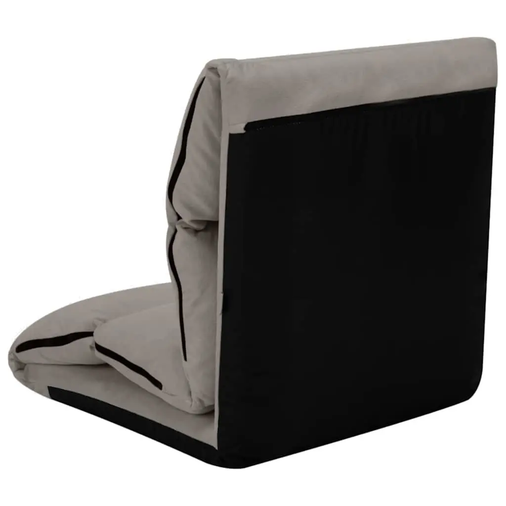 Folding Floor Chair Adjustable Microfibre Lounger Grey