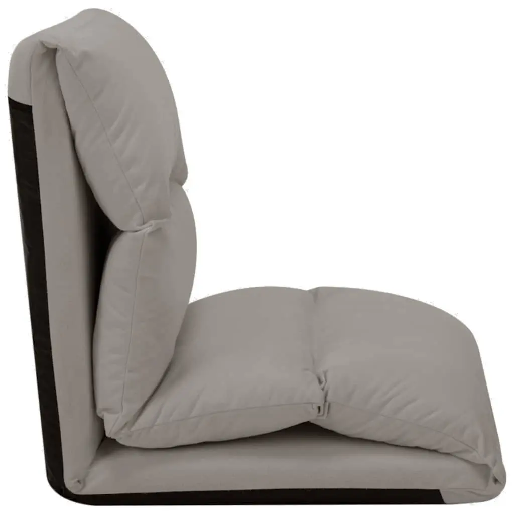 Folding Floor Chair Adjustable Microfibre Lounger Grey