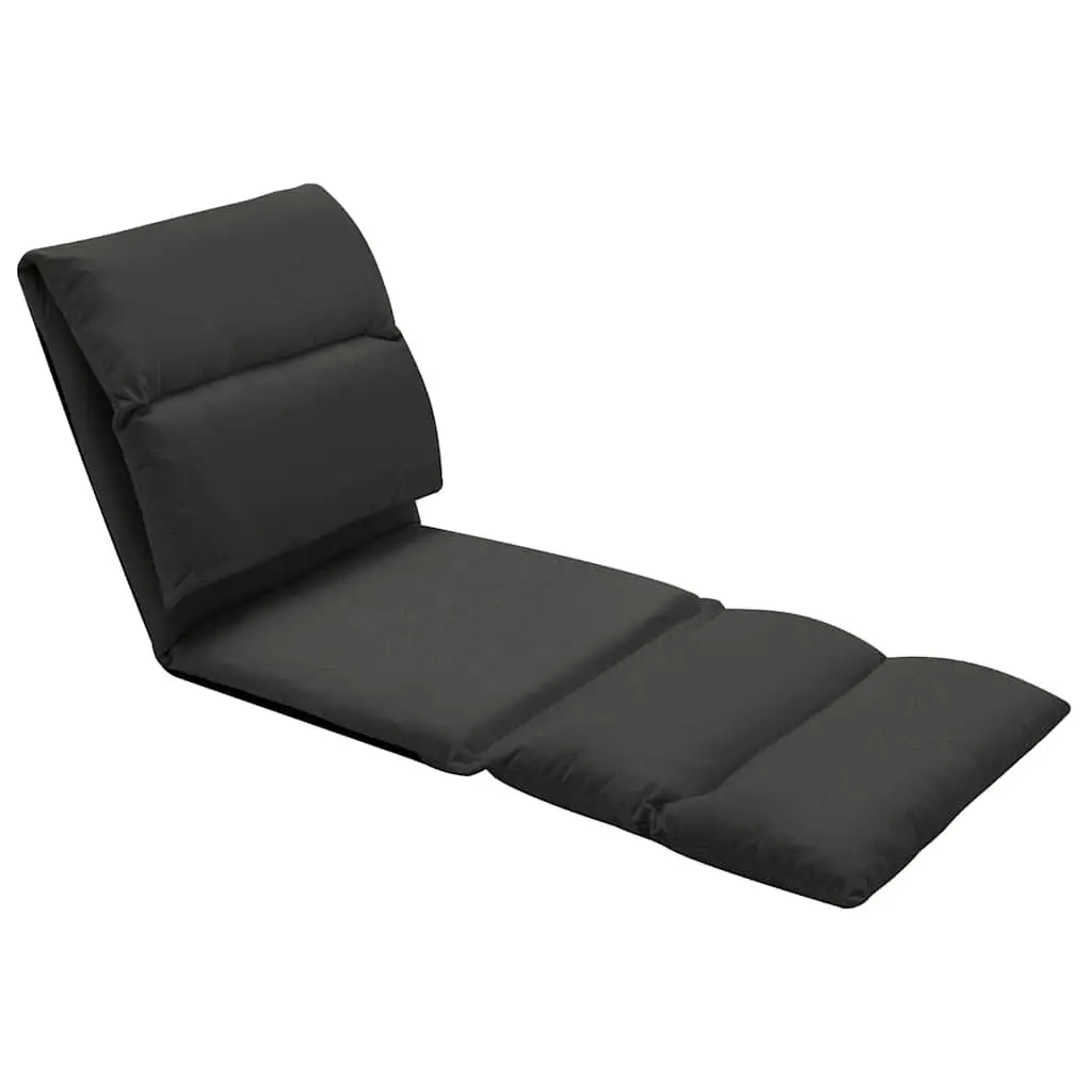 Adjustable Folding Floor Chair Microfibre Black Recliner for Indoor and Outdoor Use