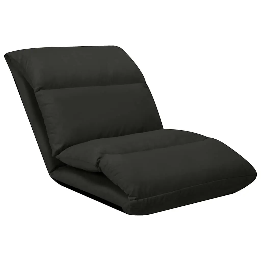 Adjustable Folding Floor Chair Microfibre Black Recliner for Indoor and Outdoor Use