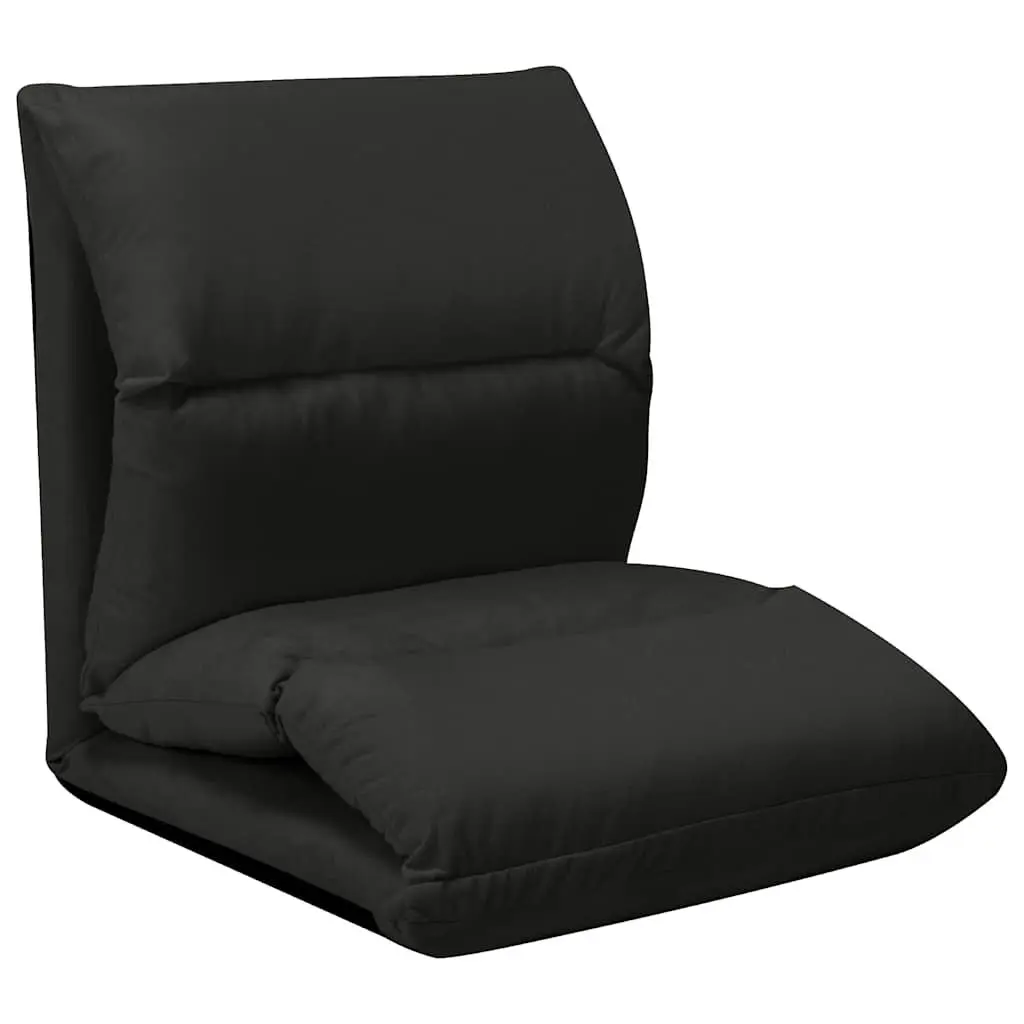 Adjustable Folding Floor Chair Microfibre Black Recliner for Indoor and Outdoor Use