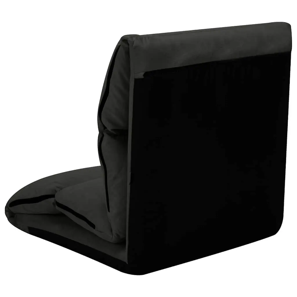 Adjustable Folding Floor Chair Microfibre Black Recliner for Indoor and Outdoor Use
