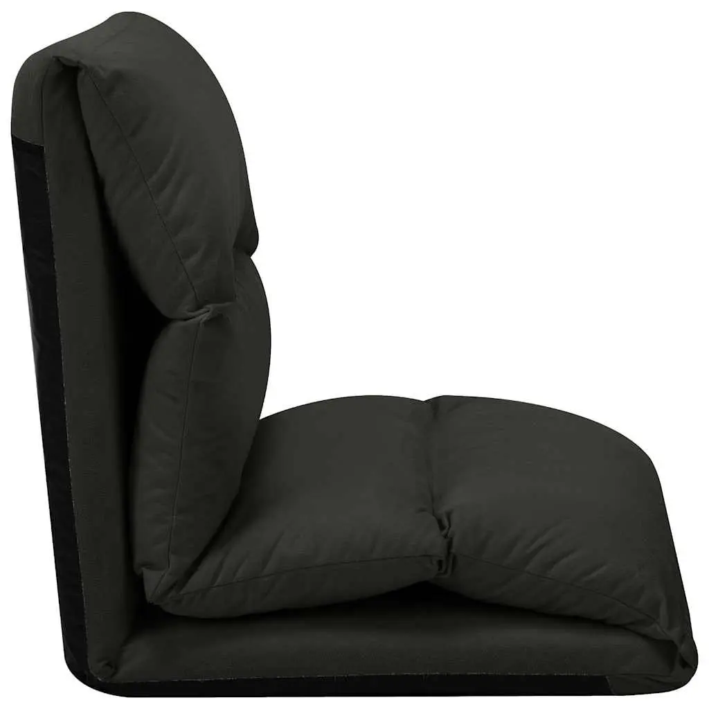 Adjustable Folding Floor Chair Microfibre Black Recliner for Indoor and Outdoor Use