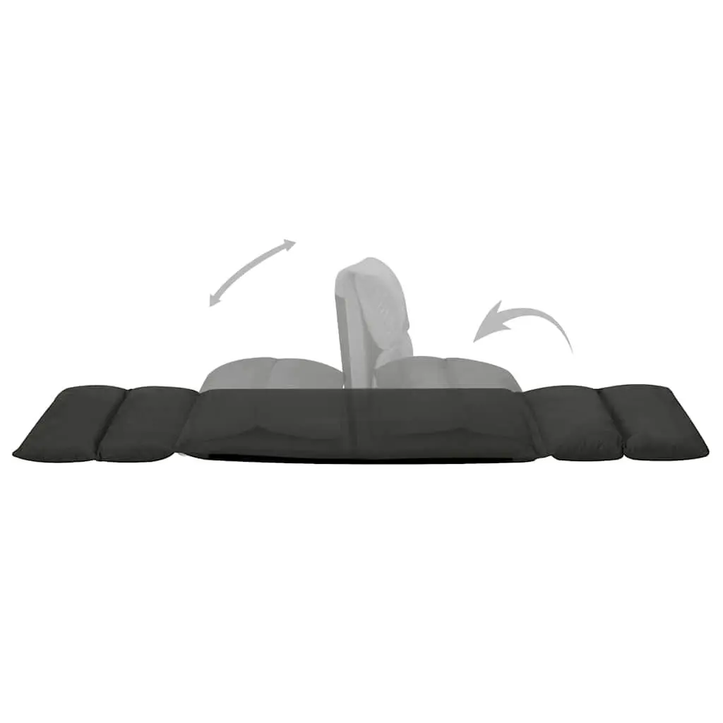 Adjustable Folding Floor Chair Microfibre Black Recliner for Indoor and Outdoor Use