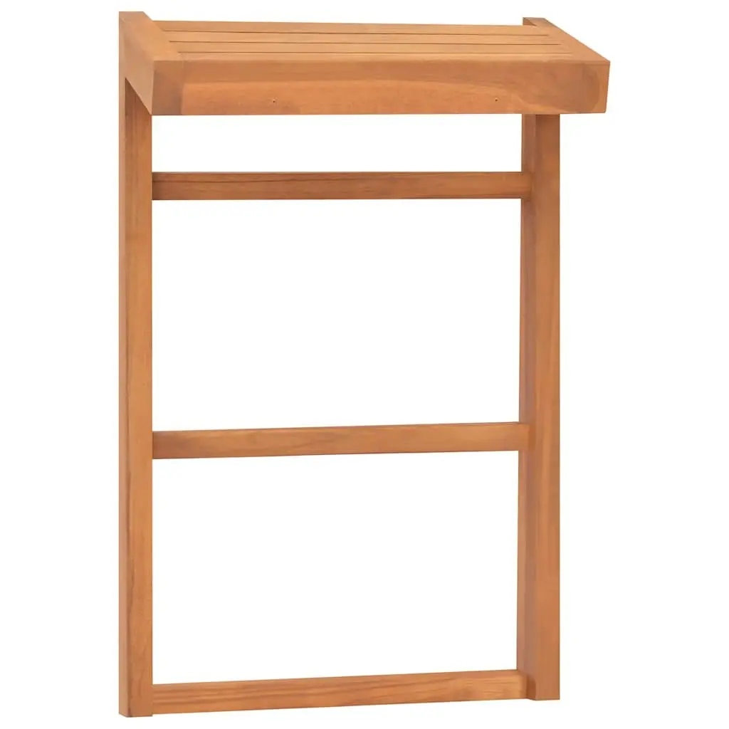 Towel Rack Solid Teak Wood Bathroom Holder Storage Rustic Design 2 Pack Set