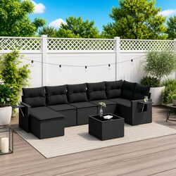 8 Piece Outdoor Sofa Set in Black Poly Rattan
