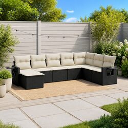 Invite Comfort with Our 8-Piece Black Garden Sofa Set