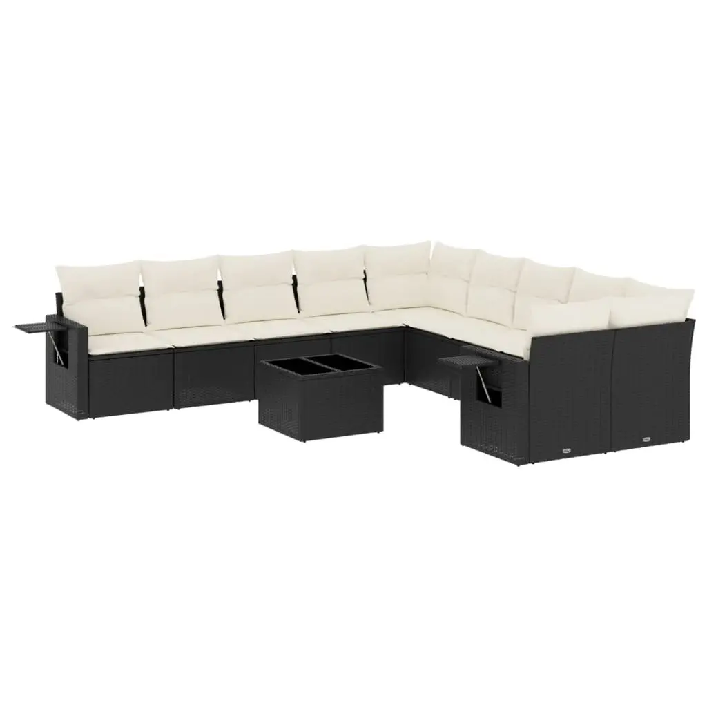 Garden Sofa Set Modular 11 Piece Outdoor Furniture Black PE Rattan