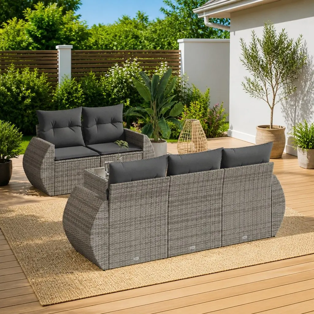 6 Piece Grey Garden Sofa Set for Outdoor Gatherings