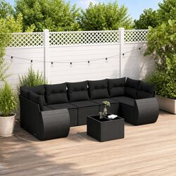 Friendly 8-Piece Black Poly Rattan Sofa Set for You