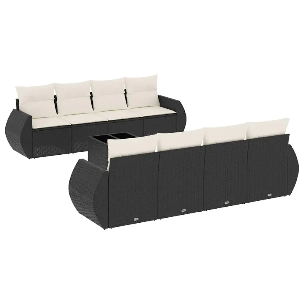 9 Piece Garden Sofa Set with Storage Cushions Black Outdoor Furniture Patio