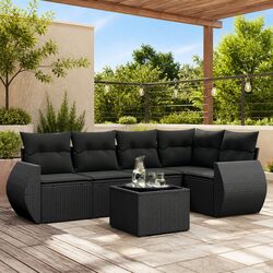 Friendly 6-Piece Black Poly Rattan Outdoor Furniture Set