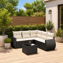 Friendly 6-Piece Black Outdoor Sofa Set with Cushions
