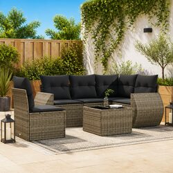 Stylish and Functional 6-Piece Grey Sofa Set for Outdoors