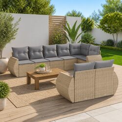 Friendly Beige 8 Piece Garden Sofa Set for Your Patio