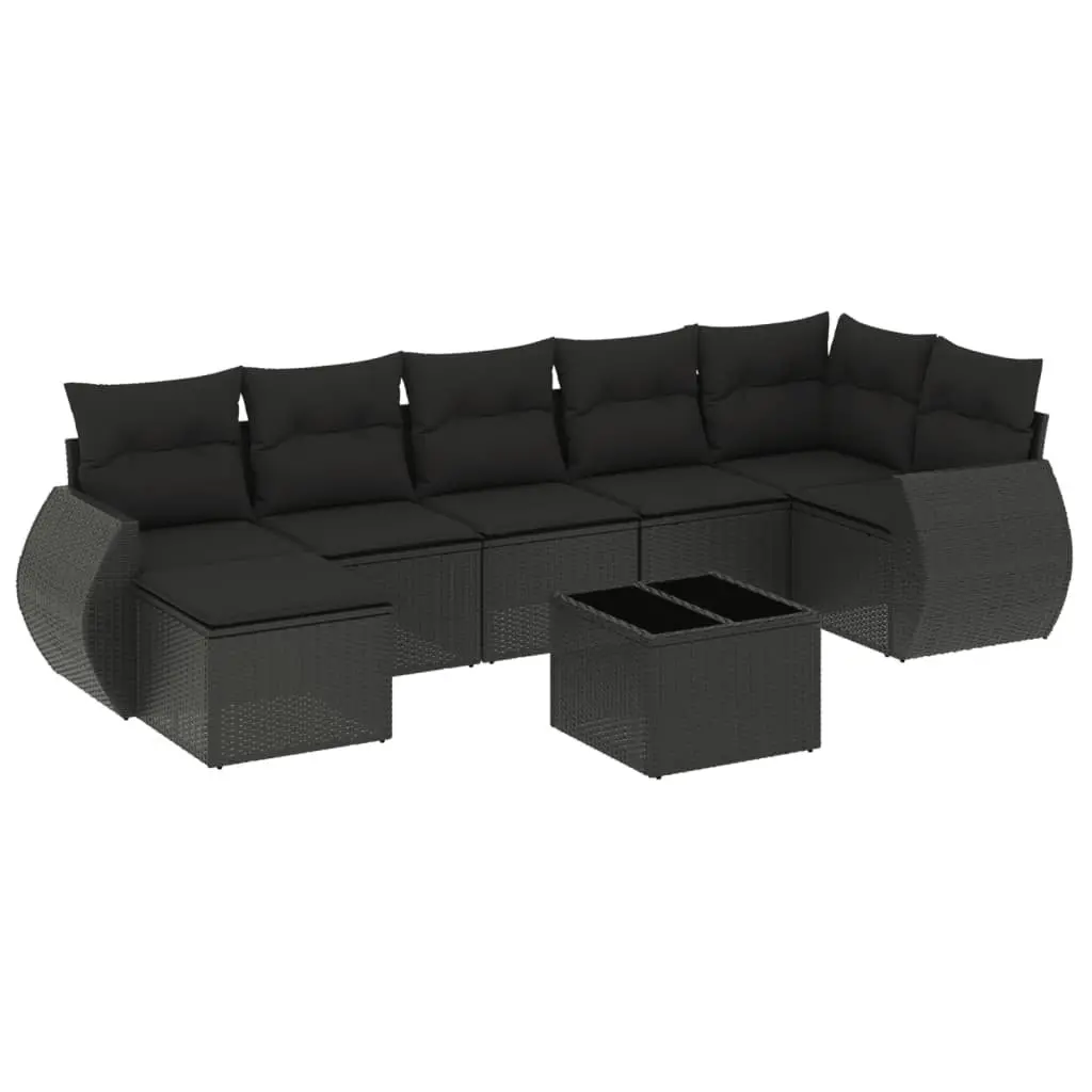 Garden Sofa Set 8 Piece Black Poly Rattan Outdoor Furniture Patio Sectional