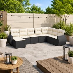 Friendly 8 Piece Black Rattan Sofa Set for Your Patio