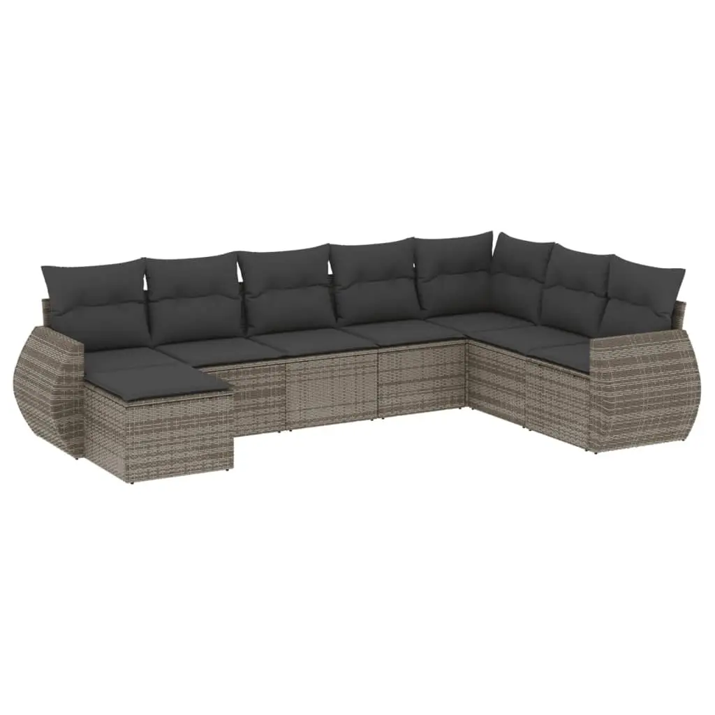 Garden Sofa Set 8 Piece Outdoor Furniture Grey Modular Patio Conversation Seats