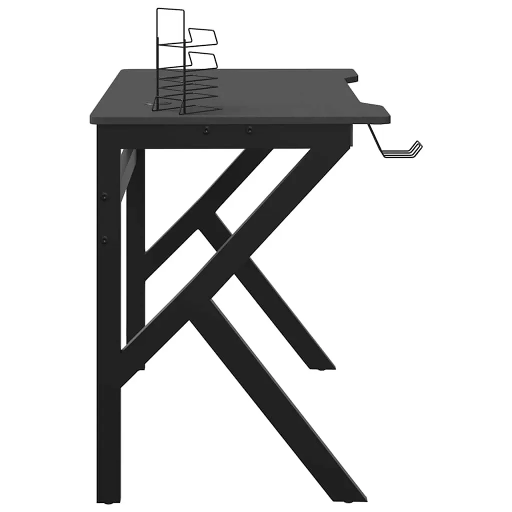 Ergonomic Gaming Desk Black Spacious Work Surface K Shape Legs 90x60x75cm