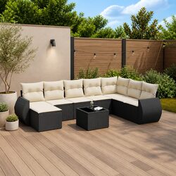 Friendly 9-Piece Outdoor Sofa Set - Black Poly Rattan