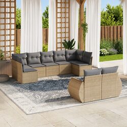 9-Piece Beige Modular Sofa Set for Outdoor Relaxation