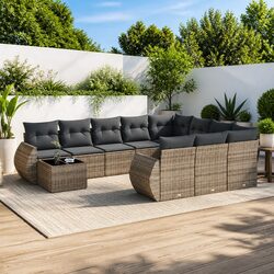 Garden Sofa Set 11 Piece Grey Outdoor Furniture Patio Rattan Sectional with