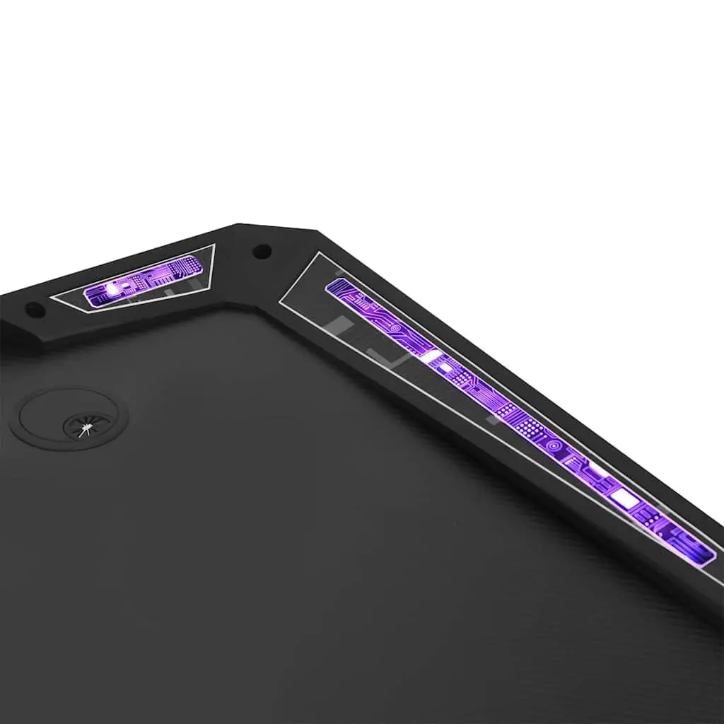Gaming Desk LED RGB Black Y Shape Computer Workstation Ergonomic Design